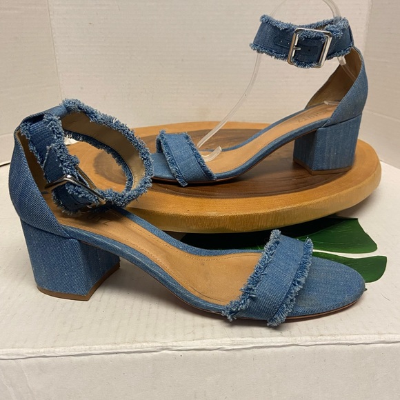 SCHUTZ  summer Denim ankle strap heels - Picture 1 of 11